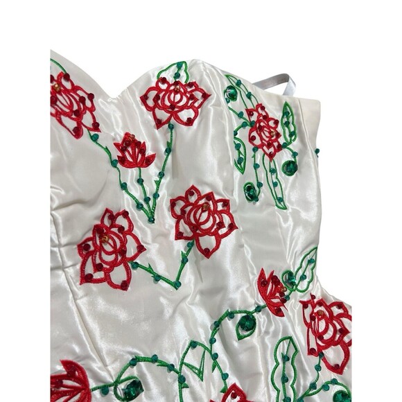 Embellished Floral Beaded White Red Green Corset Bustier Top Quince Party - Picture 2 of 16
